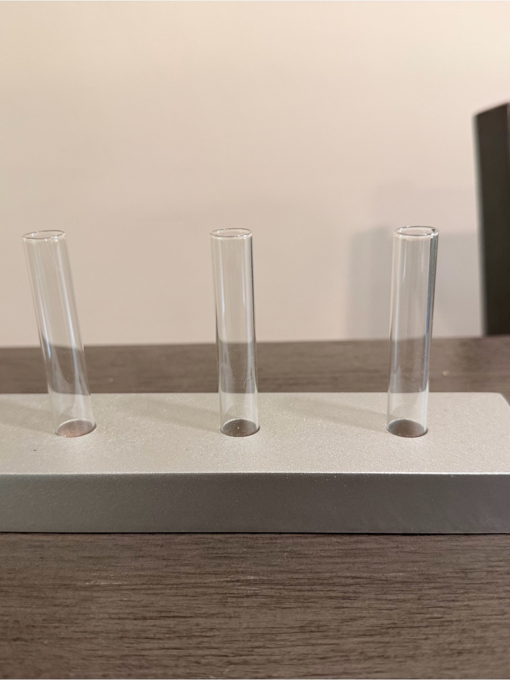 Plant Propagation Station w/ Clear Glass Tube Bud Vase Set on Silver Base